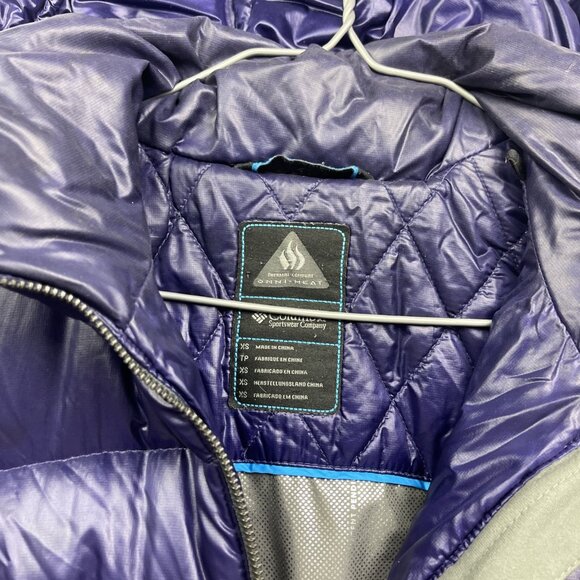 Columbia Down Puffer Quilted Jacket Winter Hooded Omni-Heat Purple Women's XS - Picture 13 of 16